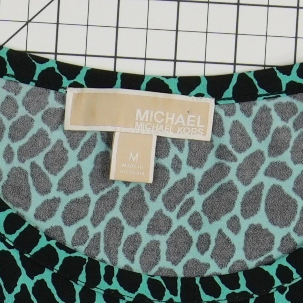 Michael Kors Dress Women's Size Medium Teal Green Black Giraffe Animal‎ Print